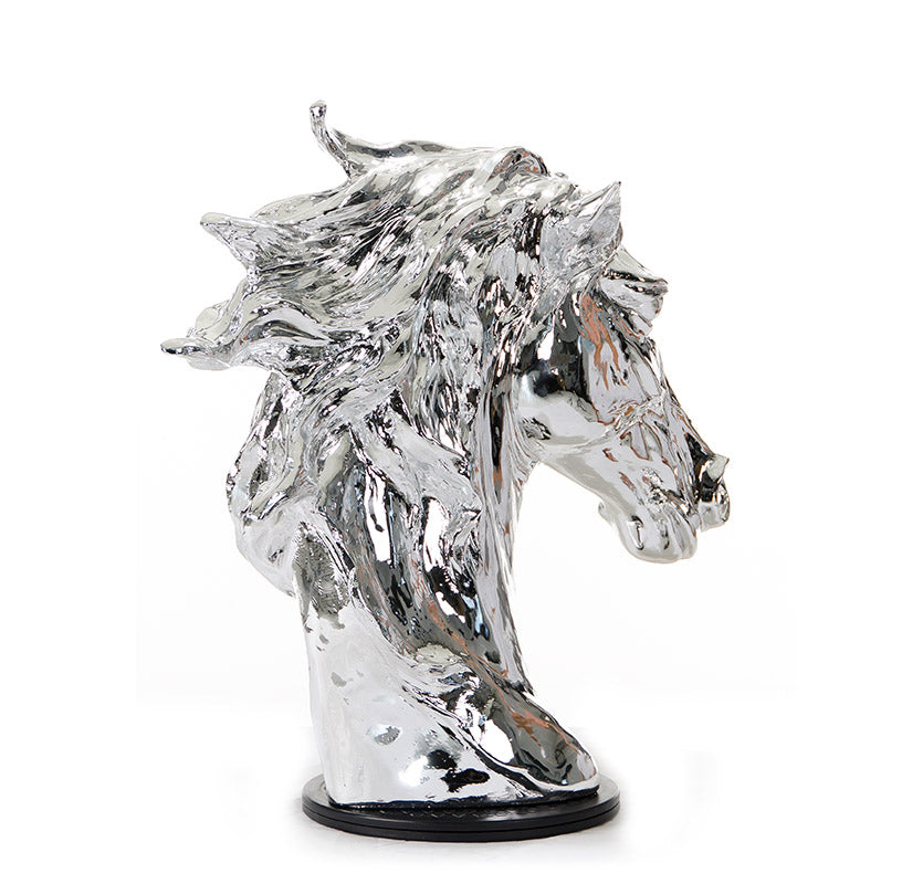 SZ0002 Modern Silver Horse Head Sculpture