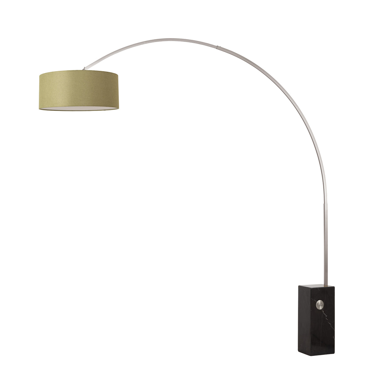 Iconic 92" Arc Lamp by Nova of California, Avocado shade, Satin Nickel body, Black base – view 17