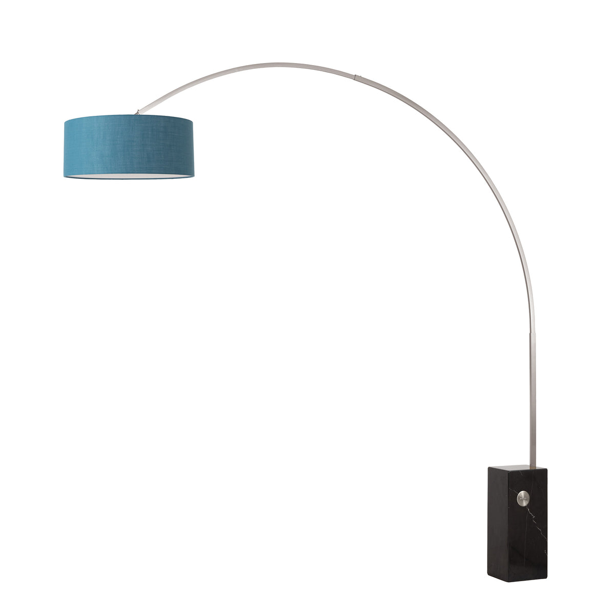 Iconic 92" Arc Lamp by Nova of California, Turquoise shade, Satin Nickel body, Black base – view 22