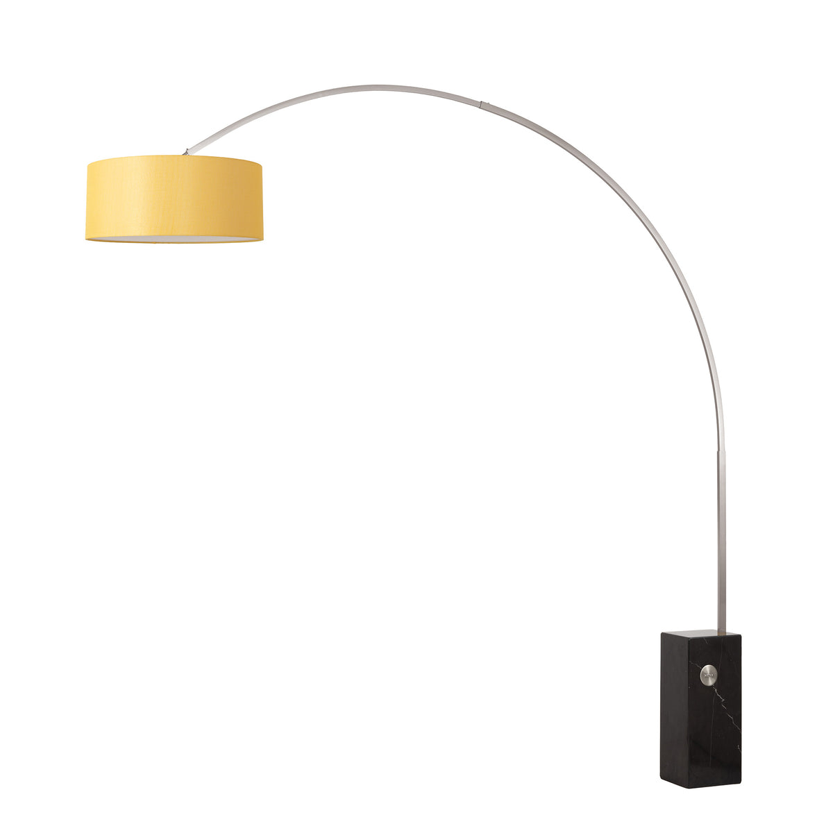 Iconic 92" Arc Lamp by Nova of California, Mustard shade, Satin Nickel body, Black base – view 21