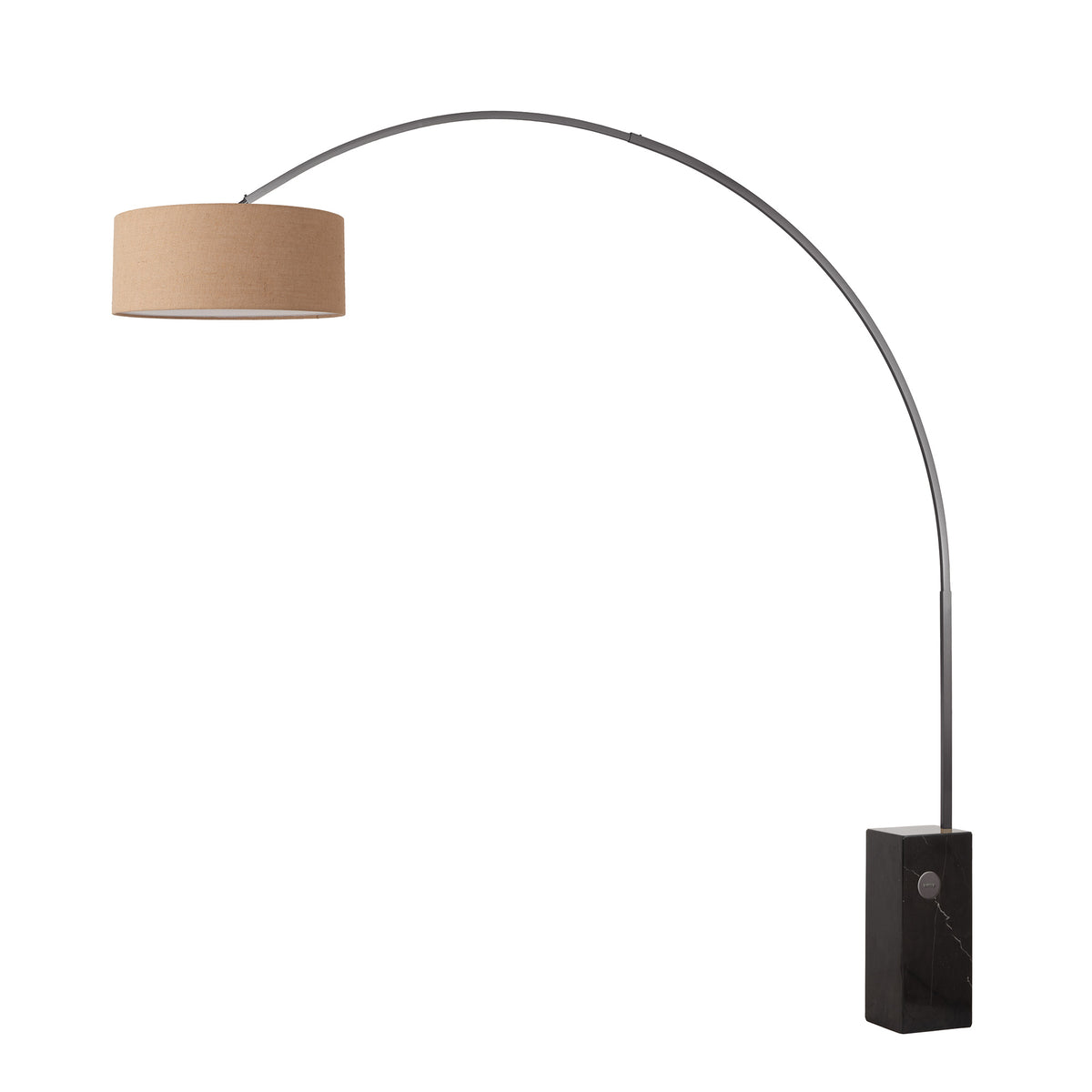 Iconic 92" Arc Lamp by Nova of California, Burlap shade, Black Nickel body, Black base – view 3