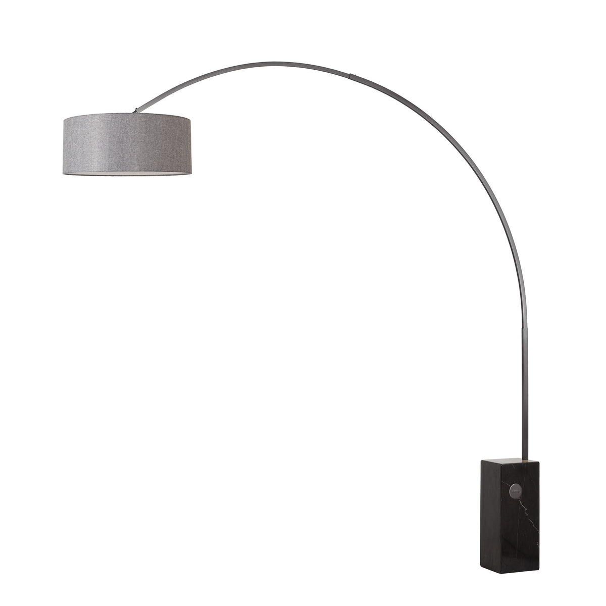 Iconic 92" Arc Lamp by Nova of California, Cashmere Gray shade, Black Nickel body, Black base – view 14