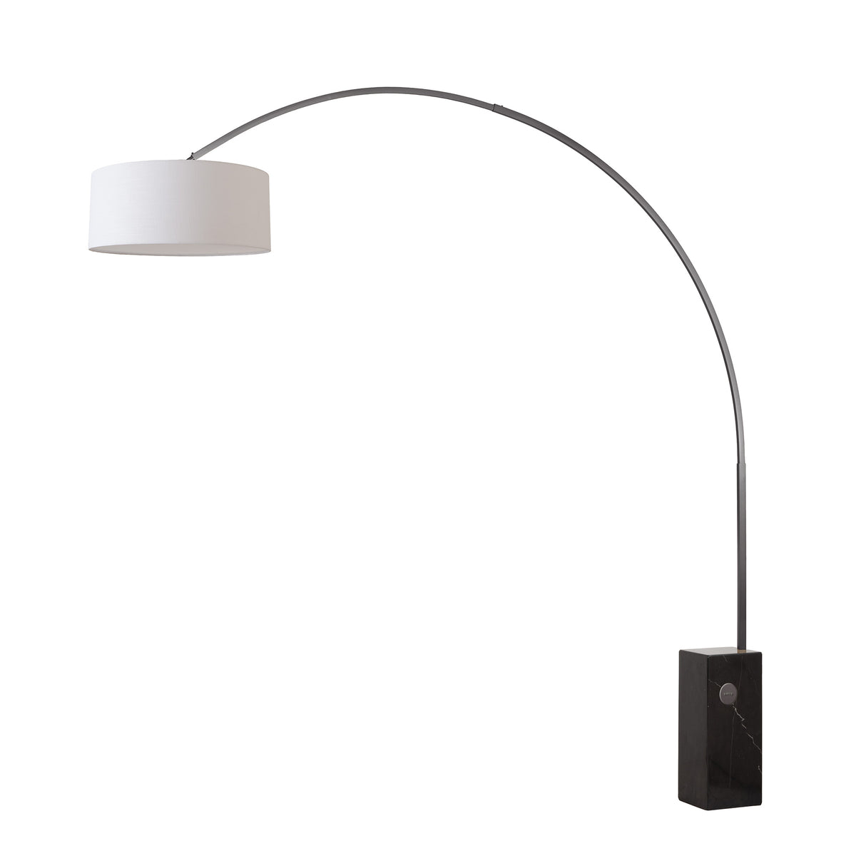 Iconic 92" Arc Lamp by Nova of California, White shade, Black Nickel body, Black base – view 5