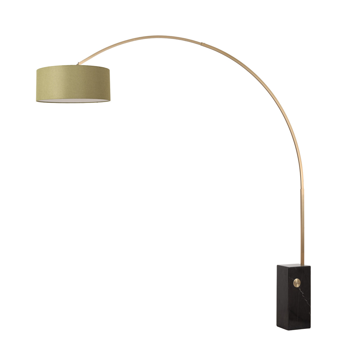 Iconic 92" Arc Lamp by Nova of California, Avocado shade, Weathered Brass body, Black base – view 6