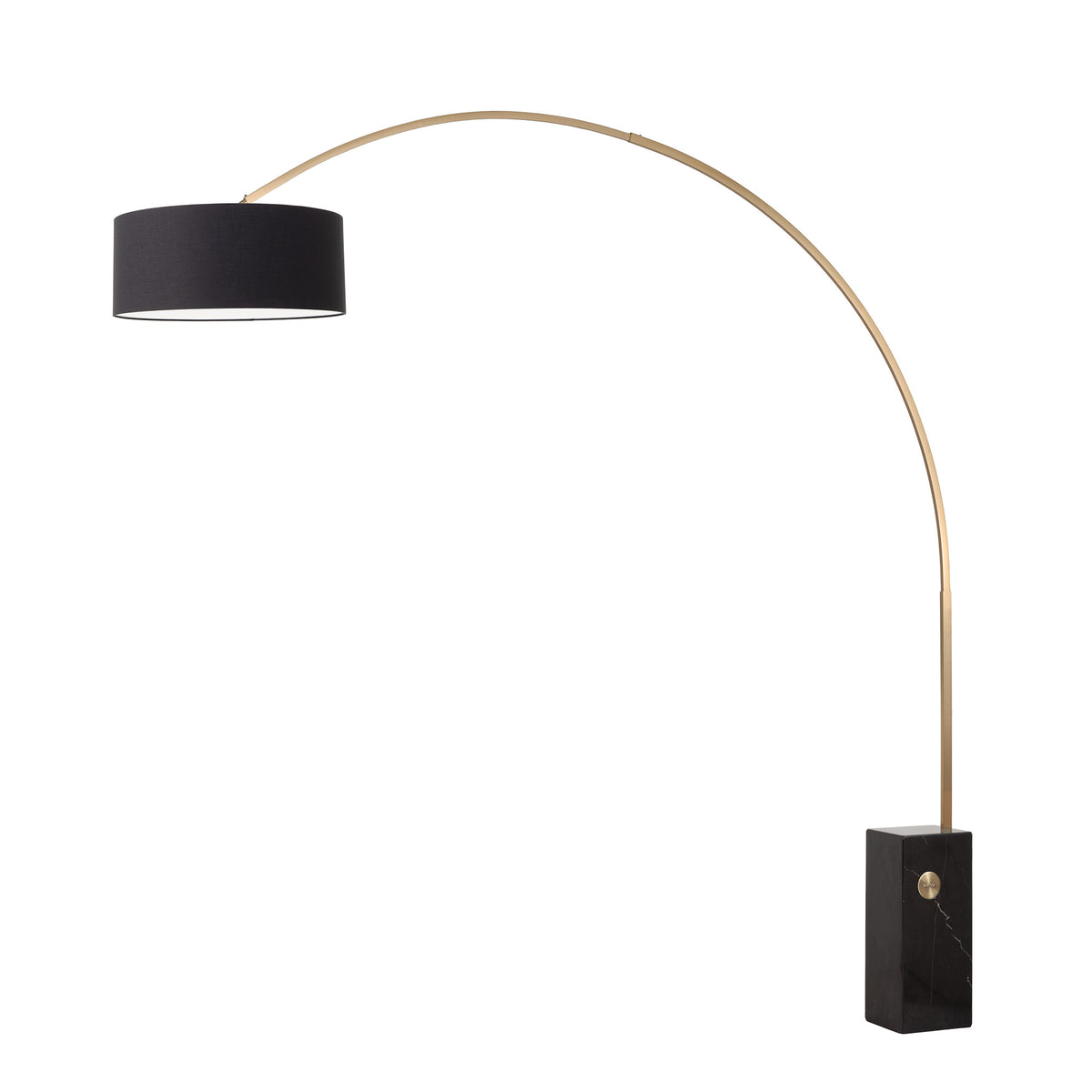 Iconic 92" Arc Lamp by Nova of California, Black shade, Weathered Brass body, Black base – view 16