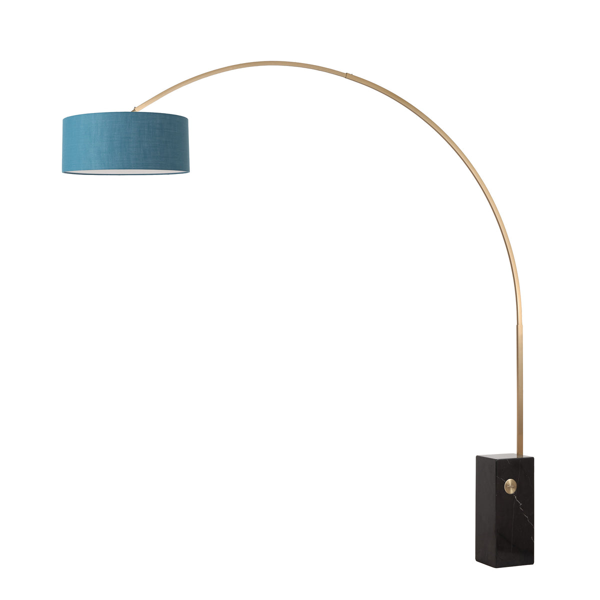 Iconic 92" Arc Lamp by Nova of California, Turquoise shade, Weathered Brass body, Black base – view 12