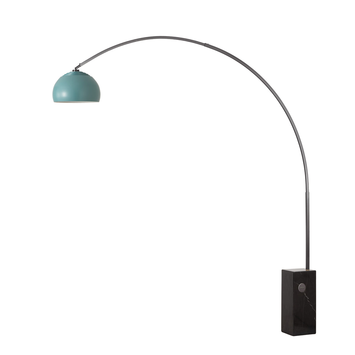 Iconic 92"H 1-Light Arc Lamp by Nova of California, Turquoise shade, Black Nickel body, Black base – view 9