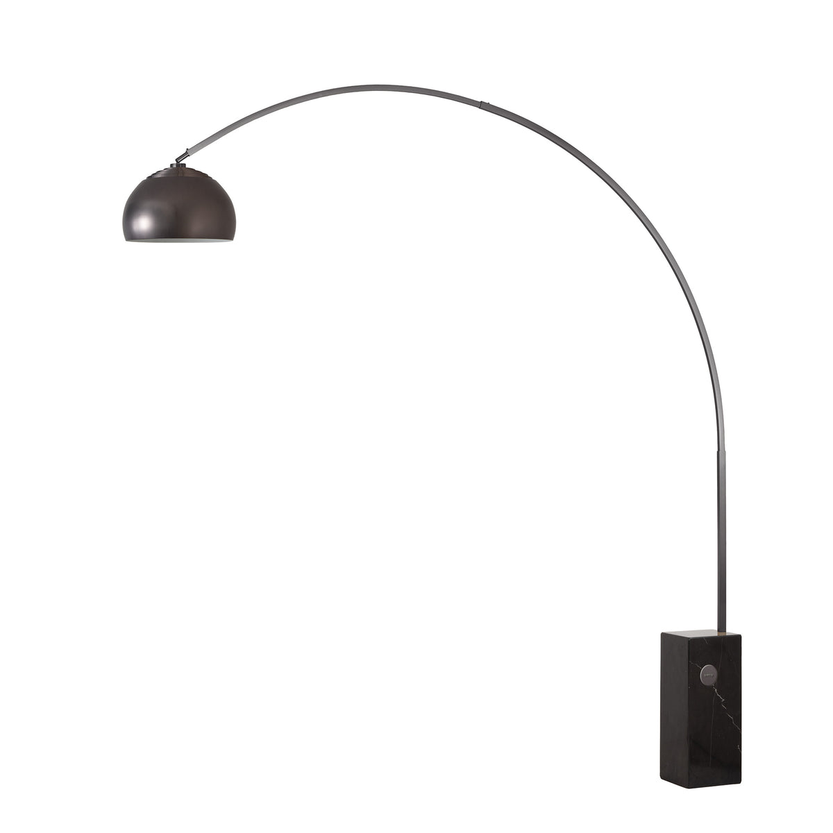 Iconic 92"H 1-Light Arc Lamp by Nova of California, Black Nickel shade, Black Nickel body, Black base – view 8