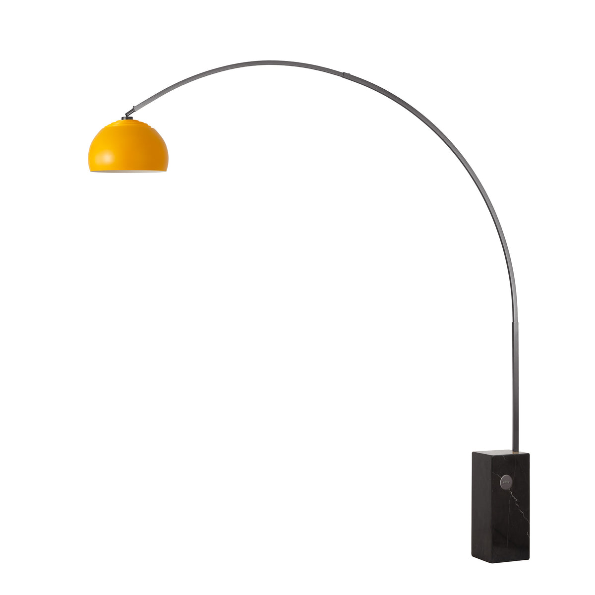 Iconic 92"H 1-Light Arc Lamp by Nova of California, Mustard shade, Black Nickel body, Black base – view 11
