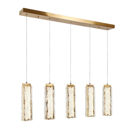 Iatreia Brass Cluster Pendant 5 Adjustable Height Glass - LNC Home