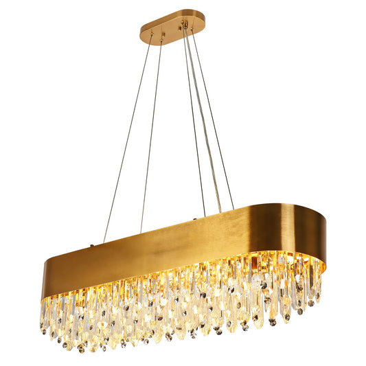 Icarium 37 Modern Crystal Chandelier With Gold Finish - LNC Home