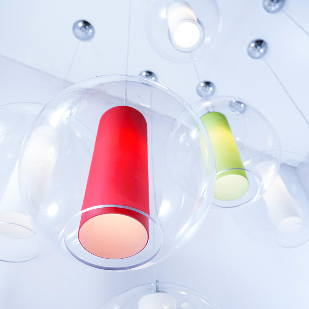 Ilu Murano-style glass pendant light by Viso in a lifestyle setting, view 1