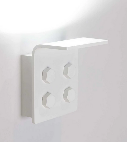 Modern aluminum wall sconce in white finish with 3000K warm LED for bedrooms, hallways, and hotels