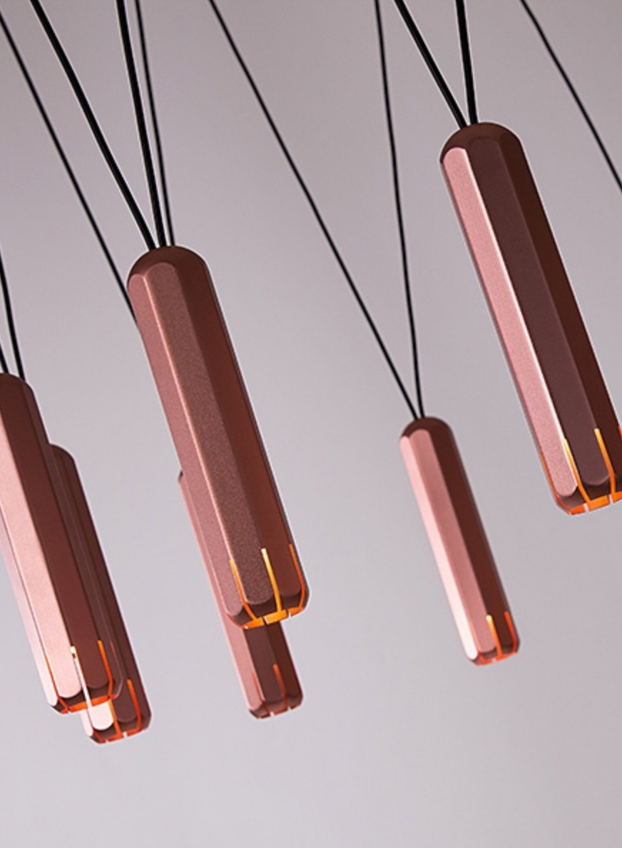 Architectural pendant light in copper finish with high CRI dimmable LEDs