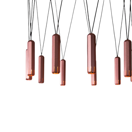 Close-up of copper Brixton Cluster ceiling light with dimmable LED pendants