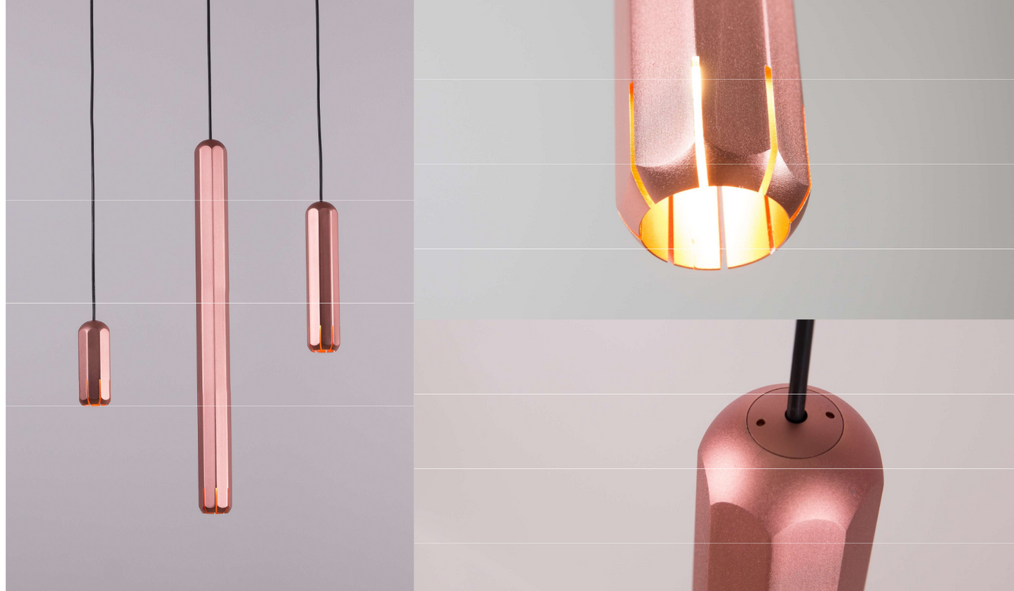 Interior lighting design featuring Brixton Cluster in anodized copper finish