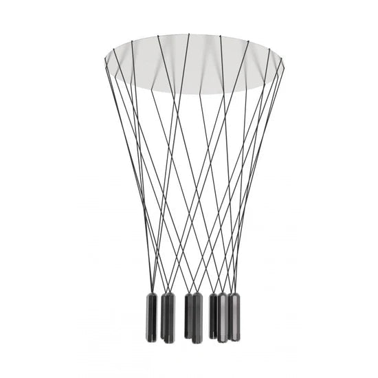 Stylish LED pendant cluster in graphite for modern office reception areas