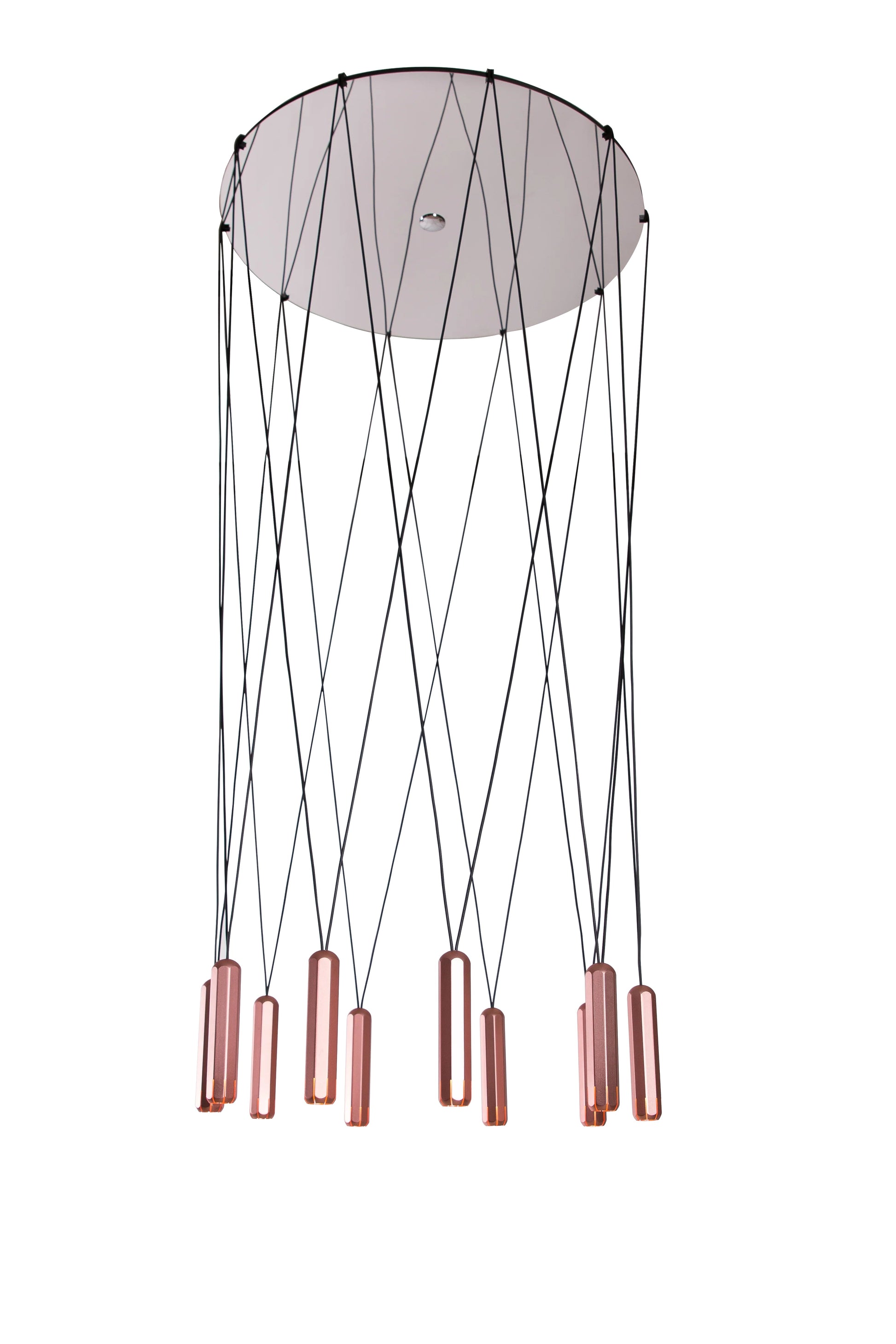 Designer 10-light copper pendant cluster by Innermost in luxury hotel interior