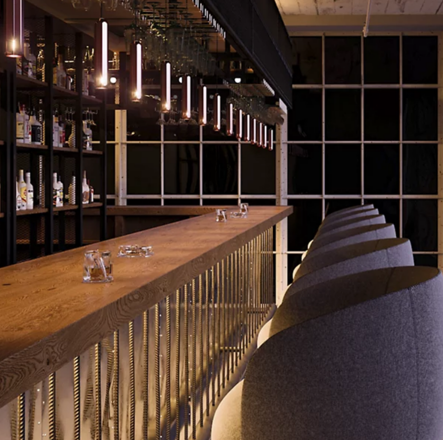 Brixton stainless steel  pendant light in graphite, ideal for bars and restaurants, or as a series over a kitchen counter, easy installation.