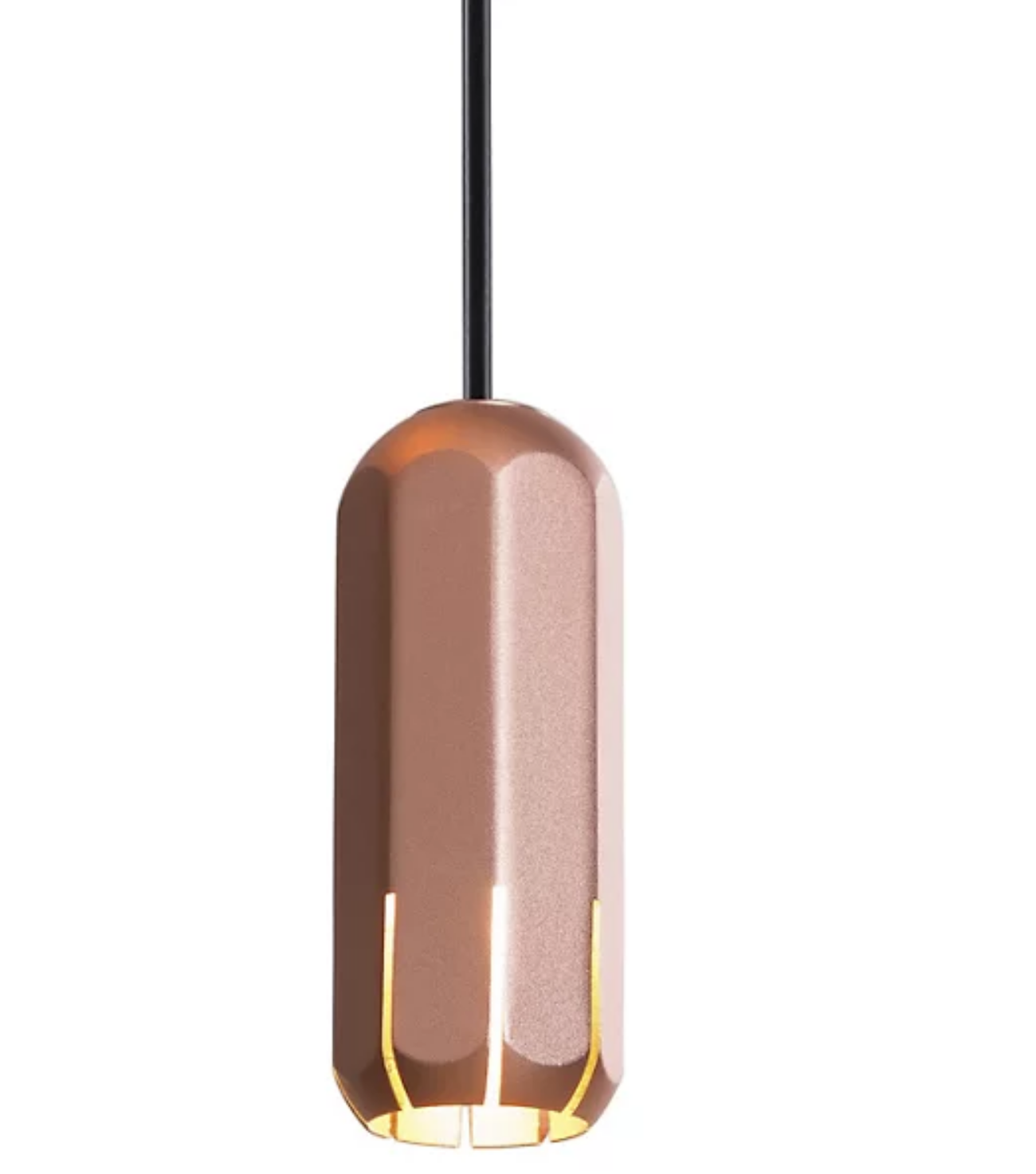 Modern industrial copper pendant light, Innermost Brixton, featuring an integrated dimmable LED for office conference rooms.