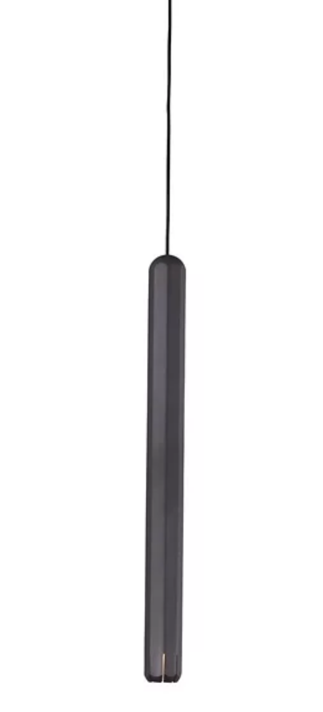 Detailed view of the Innermost Brixton graphite pendant's durable aluminum and stainless steel construction, ideal for lofts.