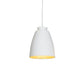 Modern teacup-style aluminum pendant light with warm gold lining for luxury dining room in White finish