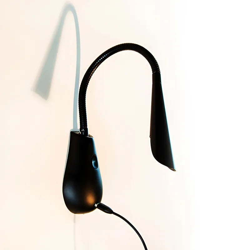 Brown Leather Cobra Leather Wall Sconce with Adjustable Arm and Integrated USB Charger