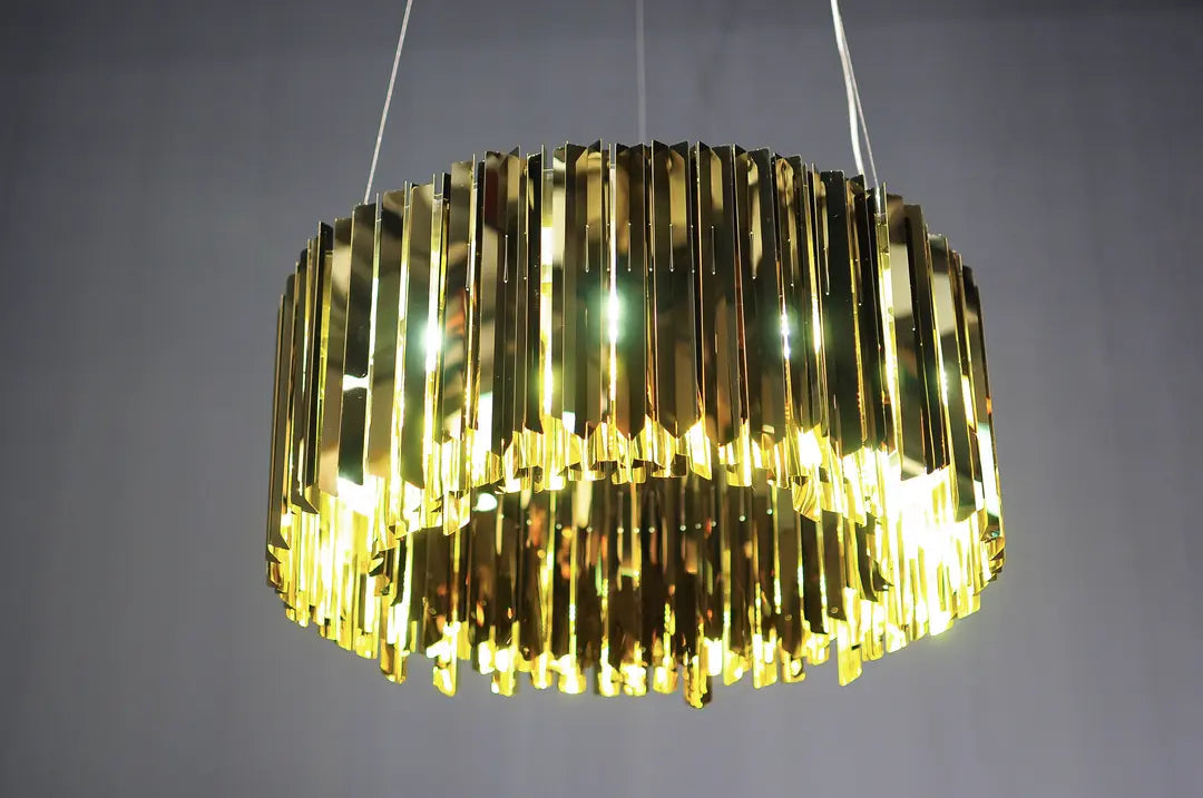 Luxury Polished Metal Facet Chandelier by Tom Kirk – 24-Inch Modern Design