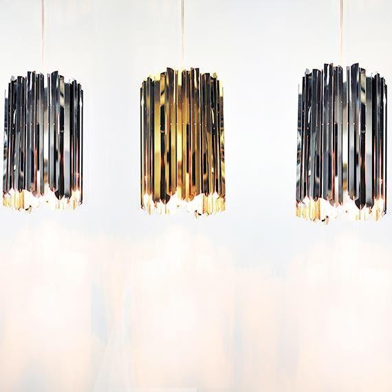 Designer ceiling light, Innermost Facet 18, with a 4-meter white PVC cable, easy to install in various residential or hospitality settings.
