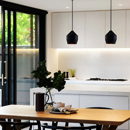 Innermost Hoxton suspension light in matte white and antique gold finish