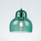 Modern blue pendant light with hand-crafted glass shade and IP20 indoor rating