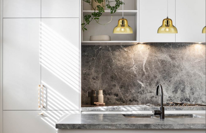 Hand-blown glass pendant light with E27 socket in yellow finish by Innermost PJ039310