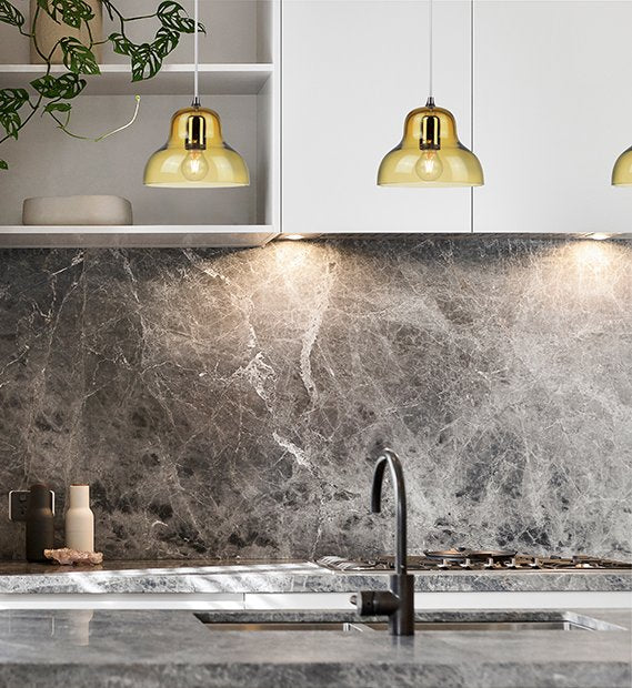 Designer jelly pendant lamp for hotel interiors in translucent yellow glass