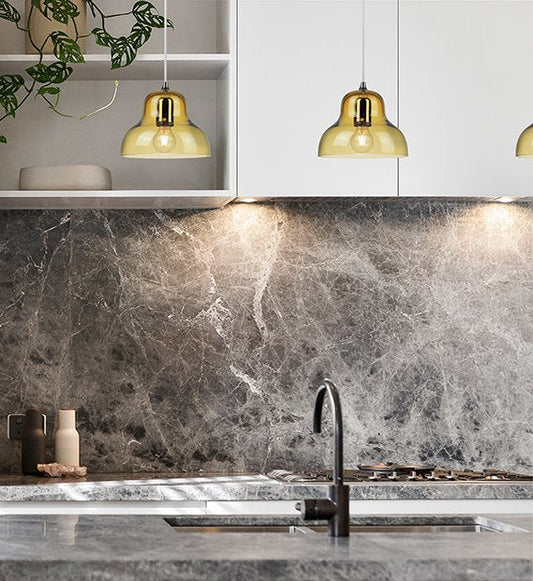 Designer jelly pendant lamp for hotel interiors in translucent yellow glass