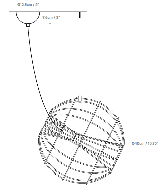 Directional LED spotlight pendant for retail and office settings line drawing