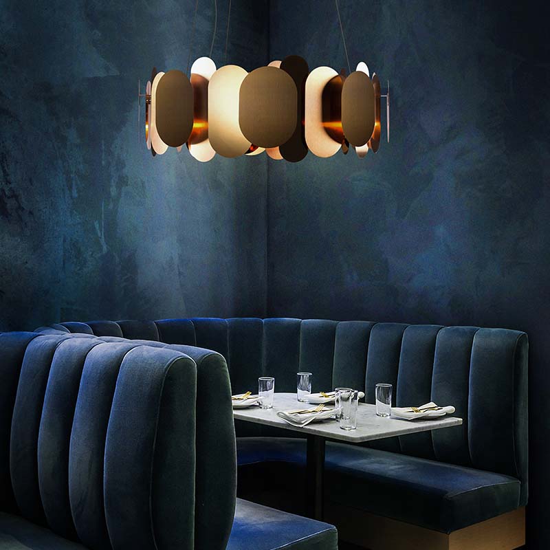 designer brass ceiling light Panel 115 by Innermost for high ceilings