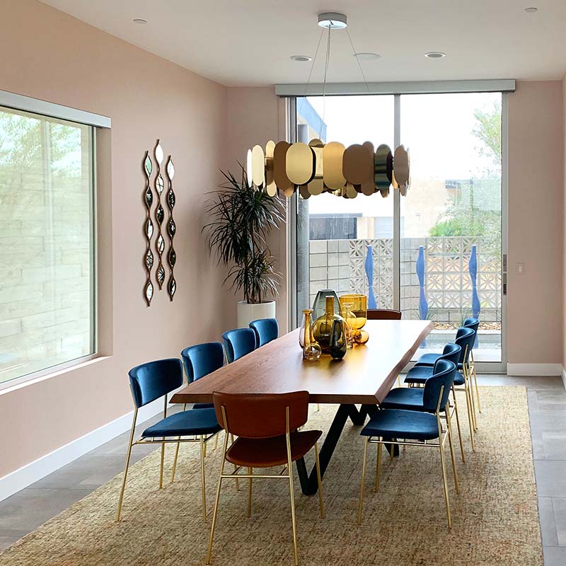 brass finish Innermost Panel 115 suspension chandelier for dining room