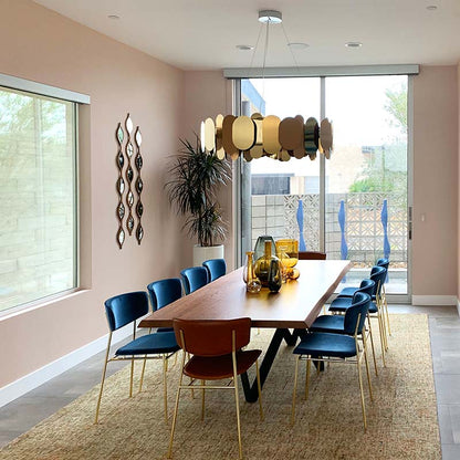 brass finish Innermost Panel 115 suspension chandelier for dining room