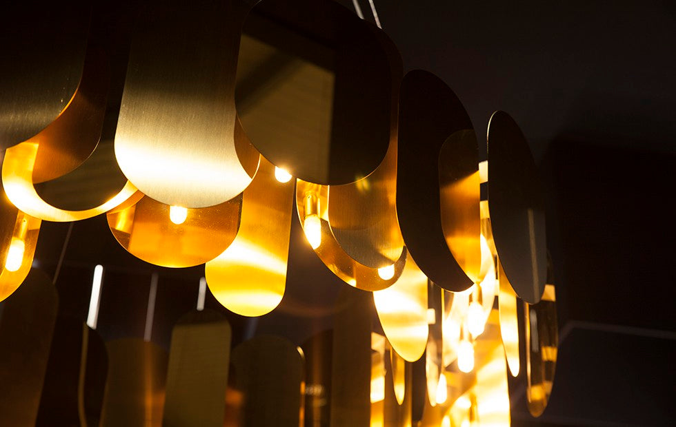 Innermost Panel 115 brass chandelier for luxury residential lighting projects