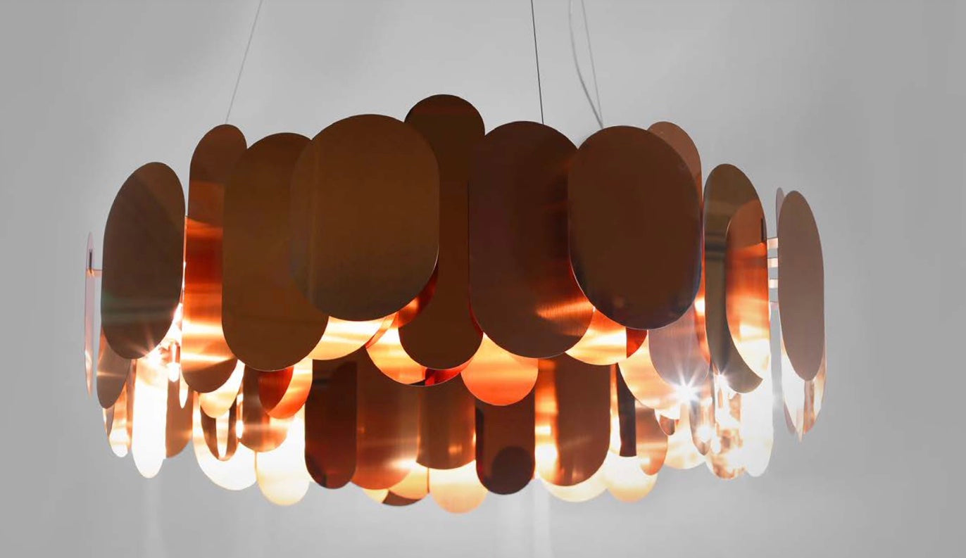 bronze finish Innermost Panel 115 suspension chandelier for modern interiors