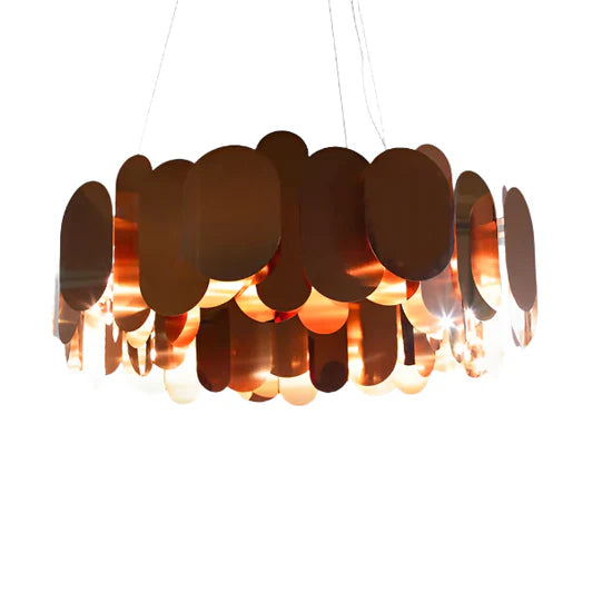 Panel 75 bronze disc chandelier for boutique hotel or upscale lounge lighting