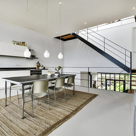 Modern minimalist ceiling hanging light with white glass shade for kitchen