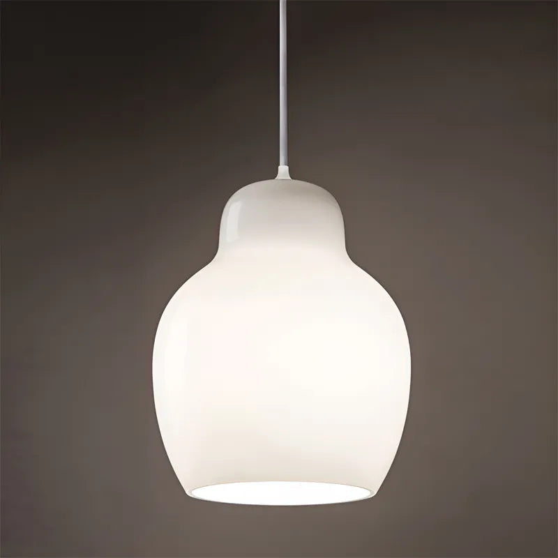 Elegant white glass pendant lamp for hotels, offices, and living rooms