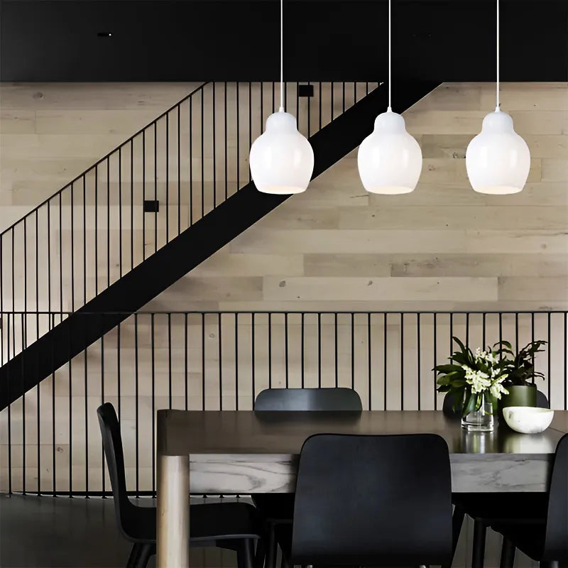 Contemporary white globe pendant lighting fixture for dining area