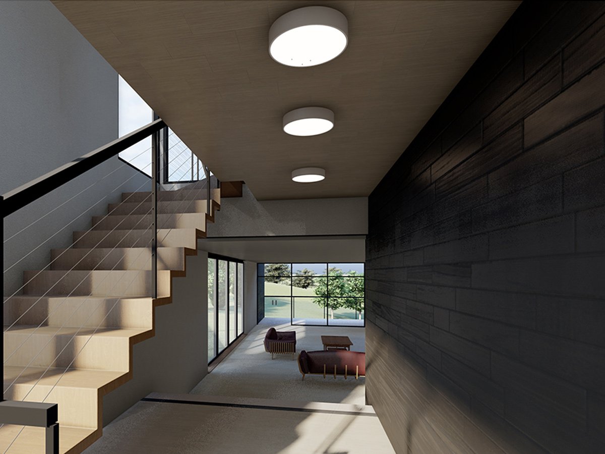 Modern white LED flush mount ceiling light for bedroom or hallway for residential and commercial use