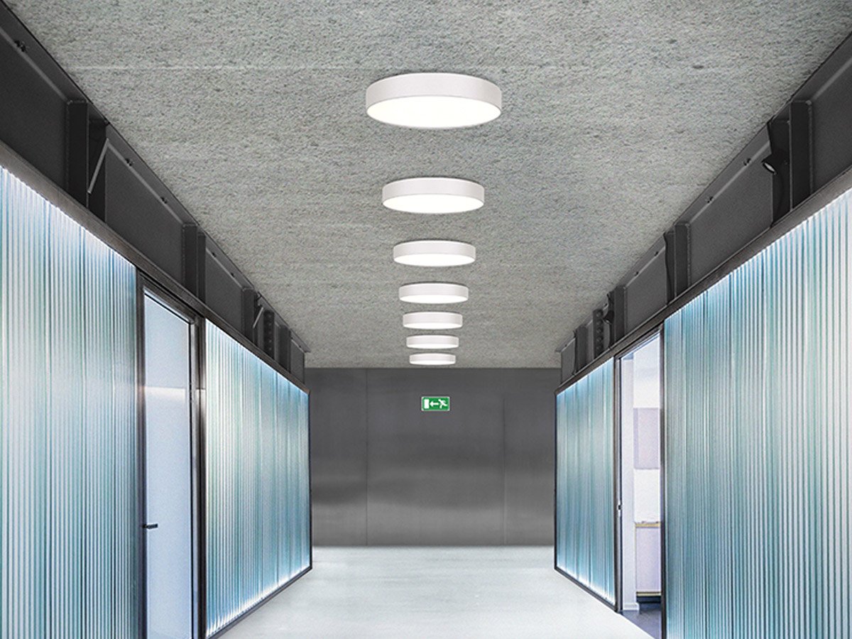 Contemporary aluminium flush mount LED fixture for office and commercial hallways