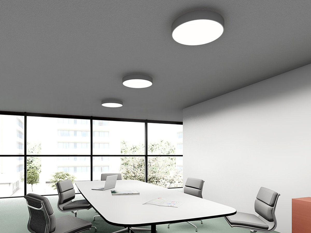 Cap flush mount light in 3000K warm white by Innermost ideal for conference room, hallway, entryway, kitcken areas