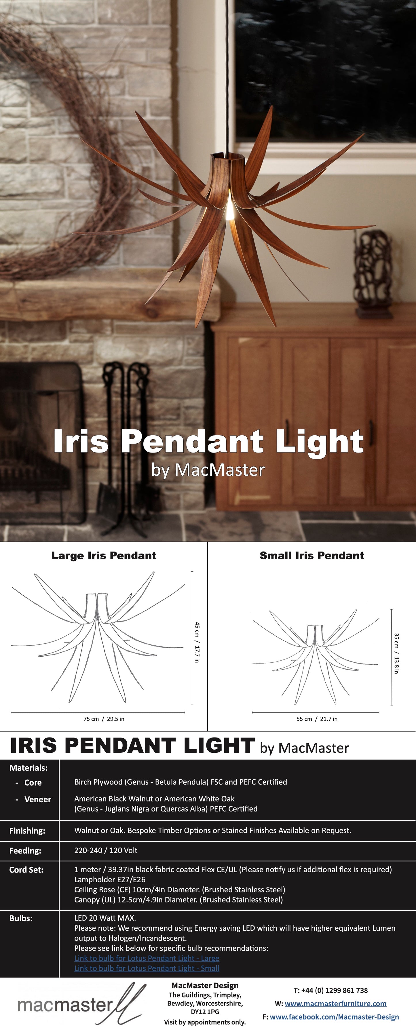 Iris Pendant Light by MacMaster Design England