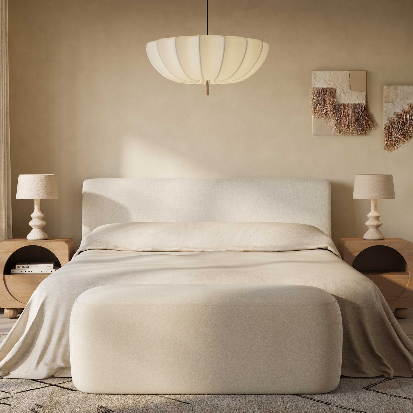 Graceland 54" Performance Faux Mohair Bench Cream by Tov Furniture
