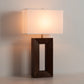 Julie Standing Table Lamp Ebony Wood Weathered Brass White Linen Shade 1010830B by Nova California